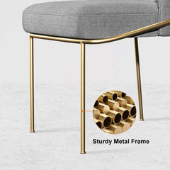 Modern Linen Upholstered Side Chair Set With Gold Legs