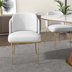 Modern Linen Upholstered Side Chair Set With Gold Legs