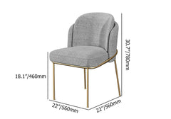 Modern Linen Upholstered Side Chair Set With Gold Legs Dimensions