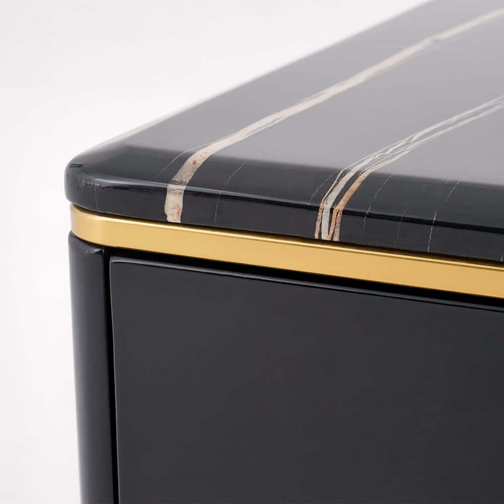 Modern Marble Coffee Table With Gold Base And Drawers