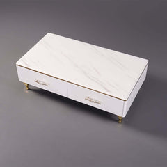 Modern Marble Coffee Table With Gold Base And Drawers