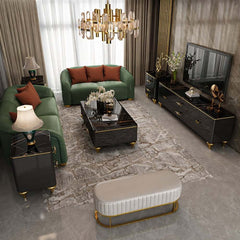 Modern Marble Coffee Table With Gold Base And Drawers