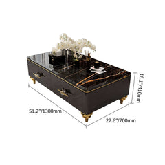 Modern Marble Coffee Table With Gold Base And Drawers Dimensions