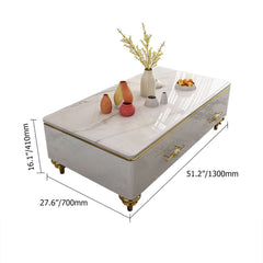Modern Marble Coffee Table With Gold Base And Drawers Dimensions