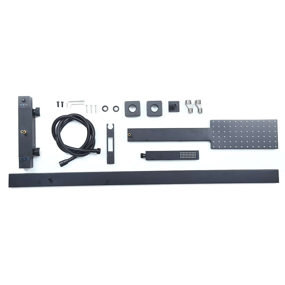Modern Matte Black Brass Shower System with Anti-Scald Features