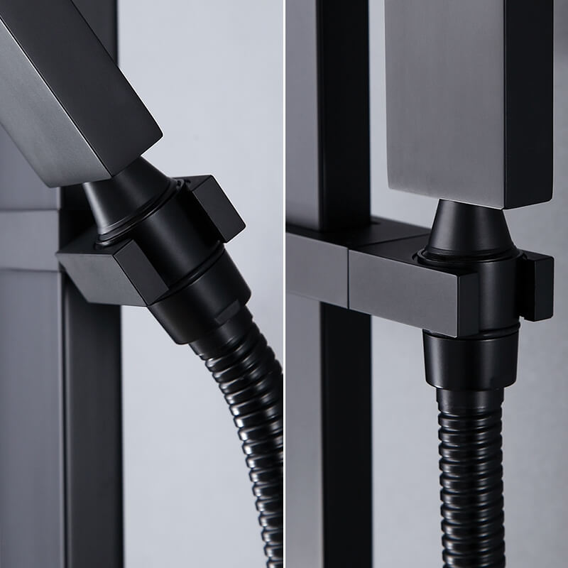 Modern Matte Black Brass Shower System with Anti-Scald Features