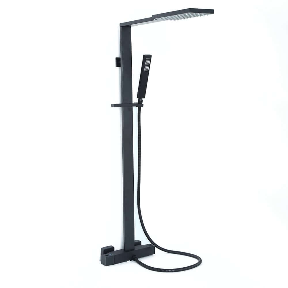 Modern Matte Black Brass Shower System with Anti-Scald Features