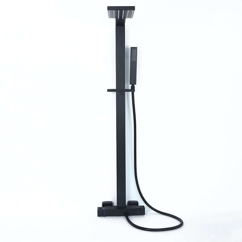 Modern Matte Black Brass Shower System with Anti-Scald Features