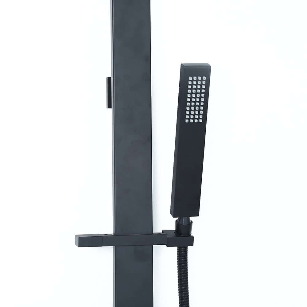 Modern Matte Black Brass Shower System with Anti-Scald Features