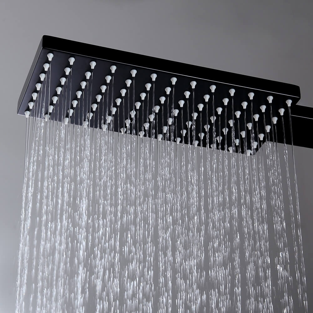 Modern Matte Black Brass Shower System with Anti-Scald Features