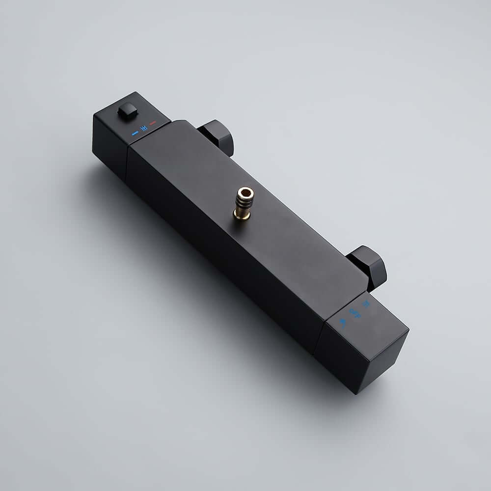 Modern Matte Black Brass Shower System with Anti-Scald Features