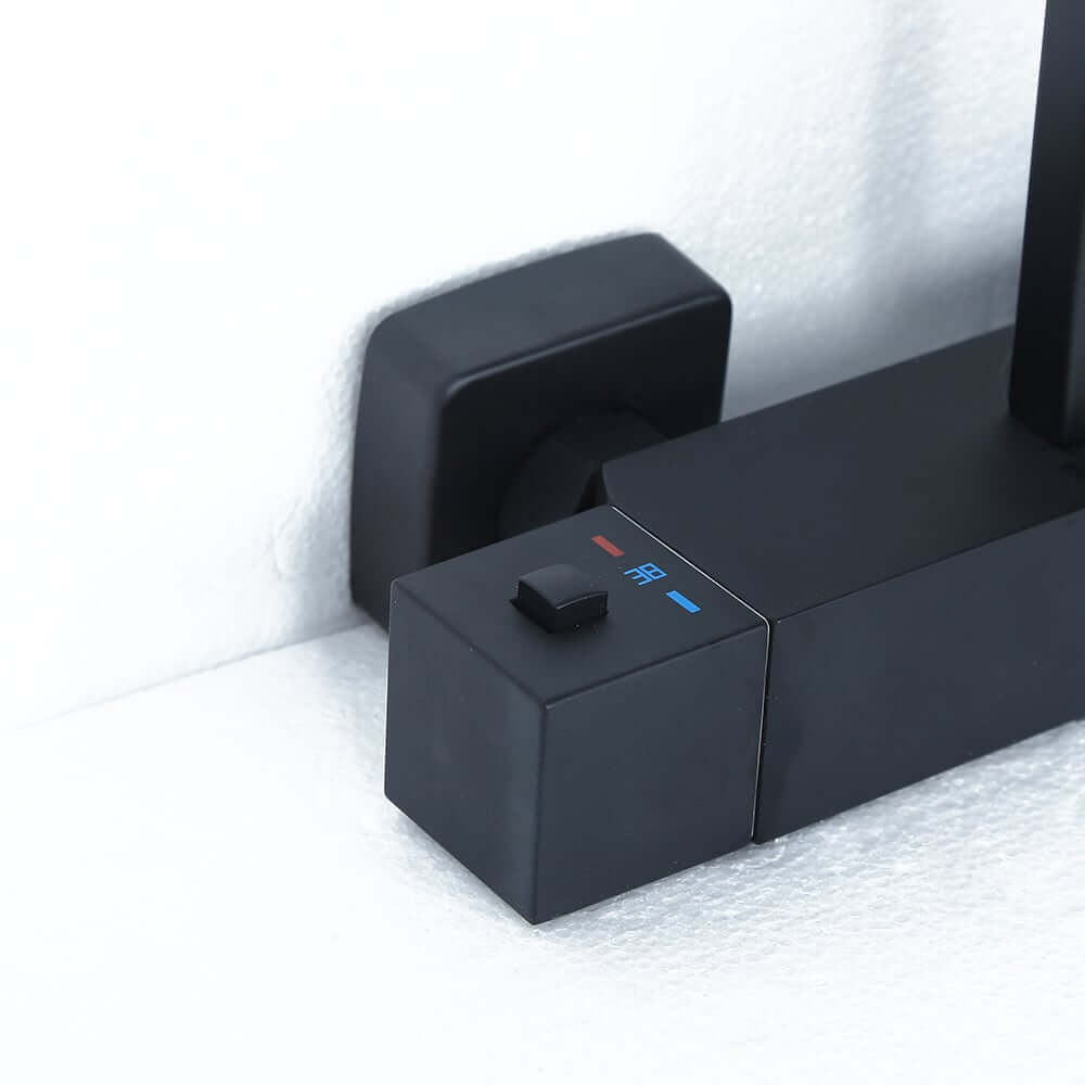 Modern Matte Black Brass Shower System with Anti-Scald Features