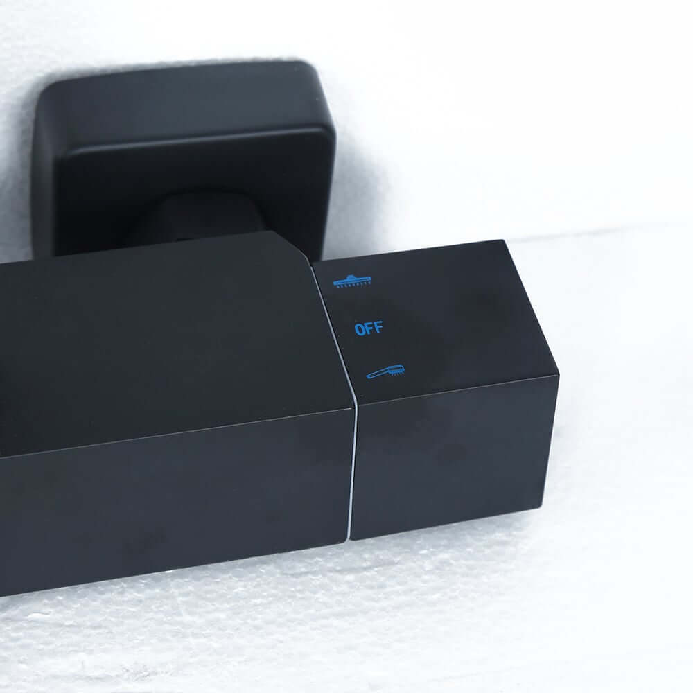 Modern Matte Black Brass Shower System with Anti-Scald Features