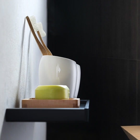 Modern Matte Black Stainless Steel Wall-Mounted Shelf