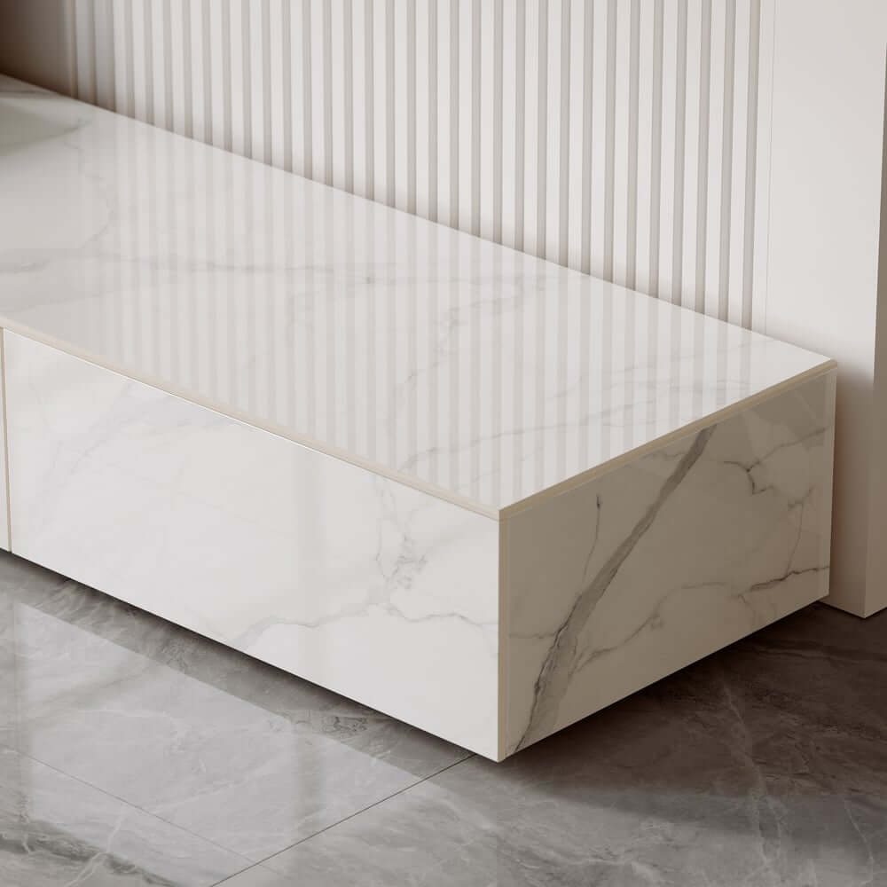 Modern Matte Black TV Stand With Electric Fireplace