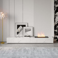 Modern Matte Black TV Stand With Electric Fireplace