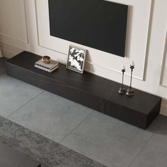Modern Matte Black TV Stand With Electric Fireplace