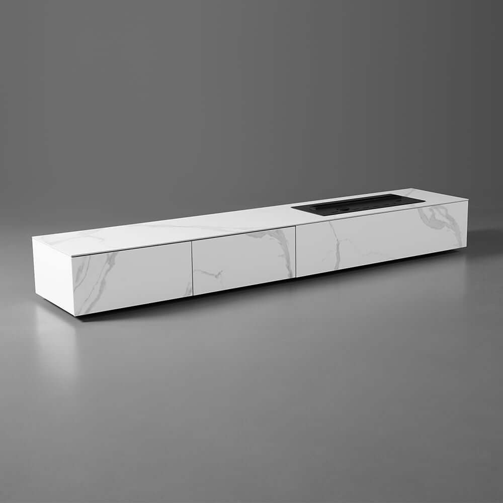 Modern Matte Black TV Stand With Electric Fireplace