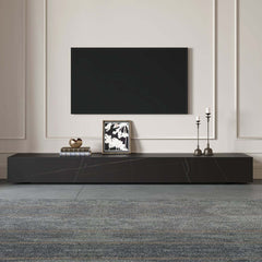 Modern Matte Black TV Stand With Electric Fireplace