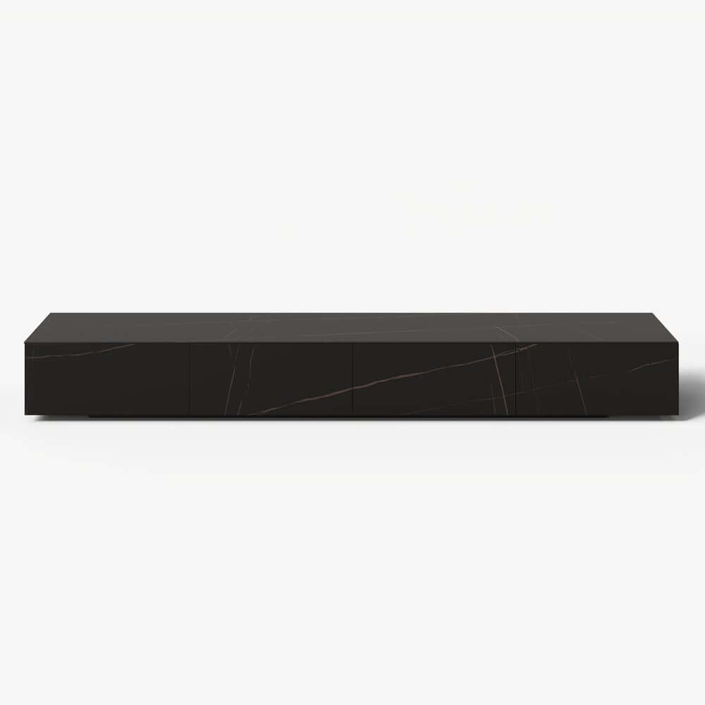 Modern Matte Black TV Stand With Electric Fireplace