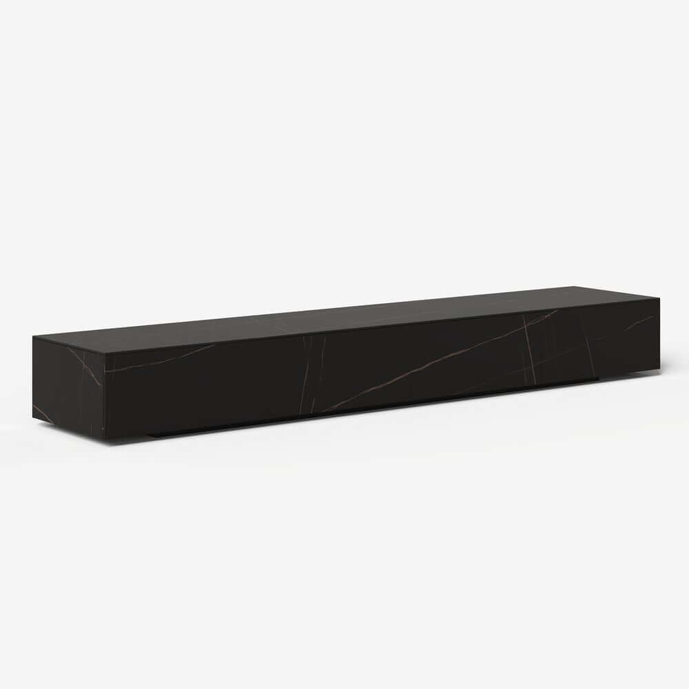 Modern Matte Black TV Stand With Electric Fireplace