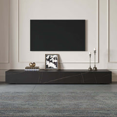 Modern Matte Black TV Stand With Electric Fireplace