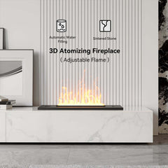 Modern Matte Black TV Stand With Electric Fireplace