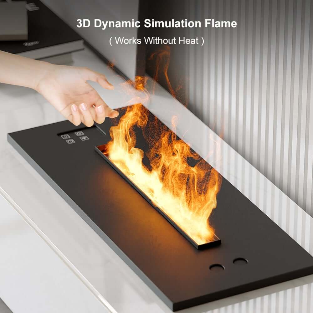 Modern Matte Black TV Stand With Electric Fireplace