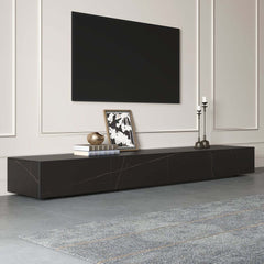 Modern Matte Black TV Stand With Electric Fireplace