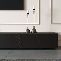 Modern Matte Black TV Stand With Electric Fireplace