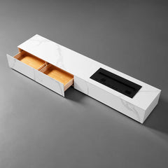 Modern Matte Black TV Stand With Electric Fireplace