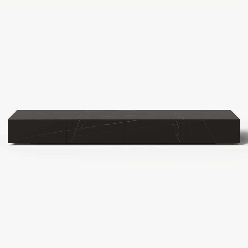 Modern Matte Black TV Stand With Electric Fireplace