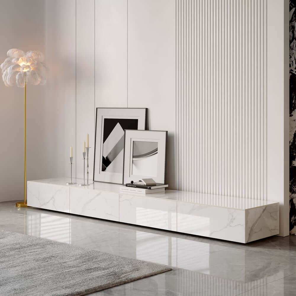 Modern Matte Black TV Stand With Electric Fireplace