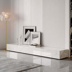 Modern Matte Black TV Stand With Electric Fireplace