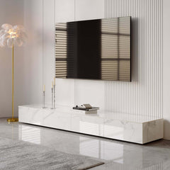 Modern Matte Black TV Stand With Electric Fireplace