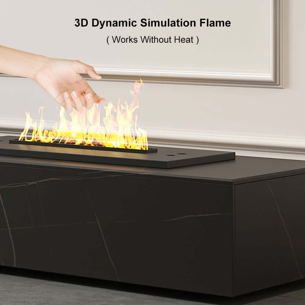 Modern Matte Black TV Stand With Electric Fireplace
