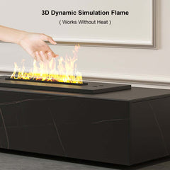 Modern Matte Black TV Stand With Electric Fireplace