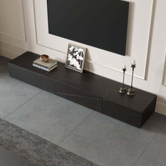 Modern Matte Black TV Stand With Electric Fireplace