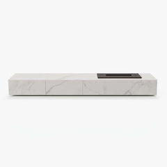 Modern Matte Black TV Stand With Electric Fireplace