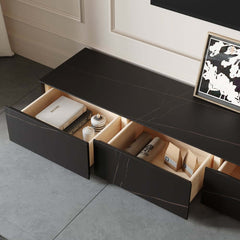 Modern Matte Black TV Stand With Electric Fireplace