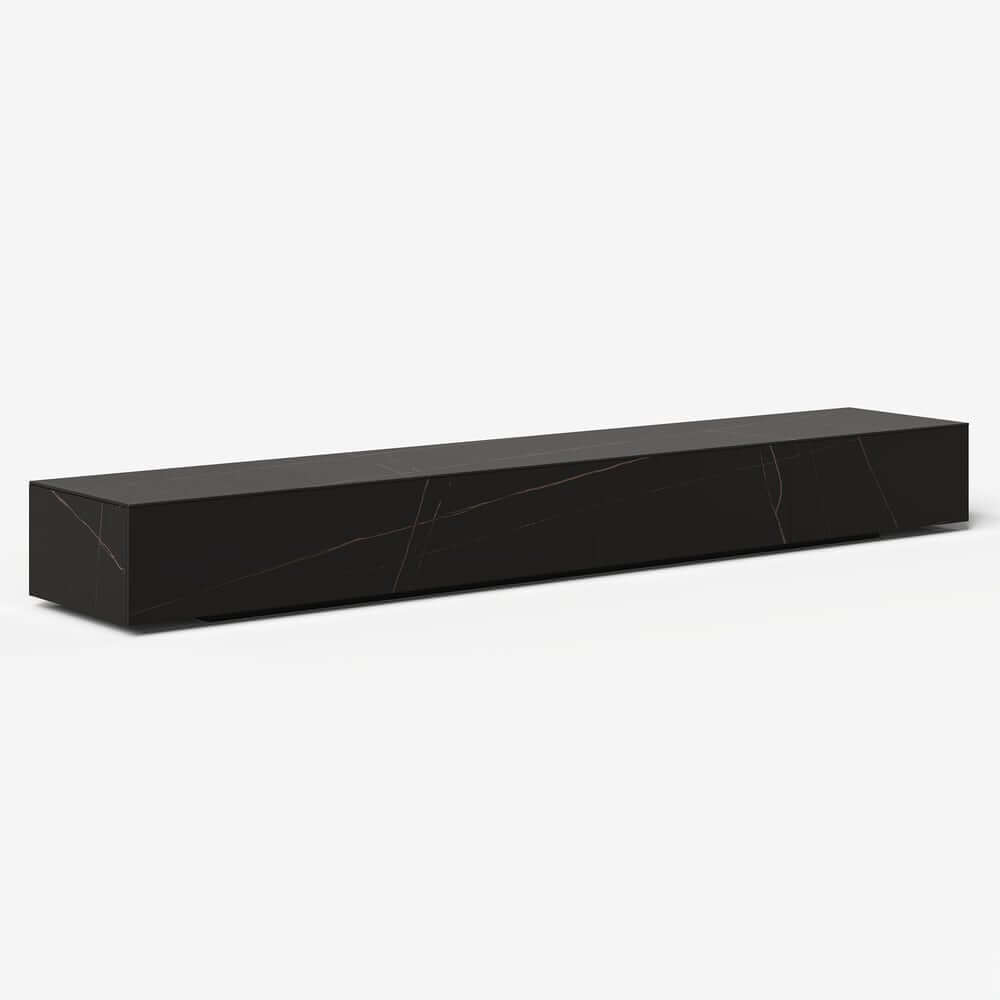 Modern Matte Black TV Stand With Electric Fireplace