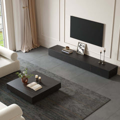 Modern Matte Black TV Stand With Electric Fireplace
