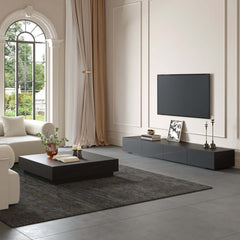 Modern Matte Black TV Stand With Electric Fireplace