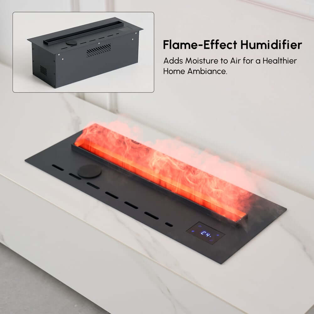 Modern Matte Black TV Stand With Electric Fireplace