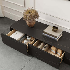 Modern Matte Black TV Stand With Electric Fireplace