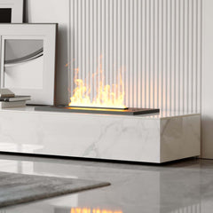Modern Matte Black TV Stand With Electric Fireplace