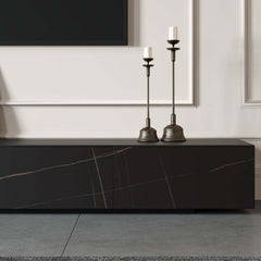Modern Matte Black TV Stand With Electric Fireplace