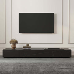 Modern Matte Black TV Stand With Electric Fireplace