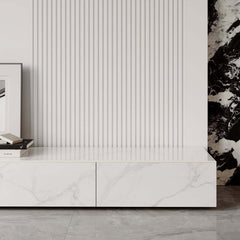 Modern Matte Black TV Stand With Electric Fireplace