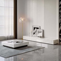 Modern Matte Black TV Stand With Electric Fireplace